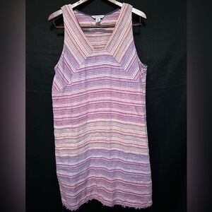 Tommy Bahama Women’s Dress Pink Purple Striped Linen Size L Beach Vacation